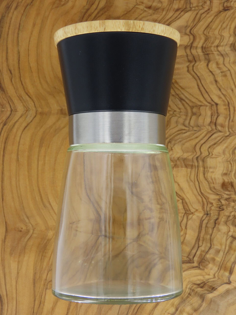 Edle Gewürzmühle aus Glas und Bambus mit langlebigem Keramikmahlwerk 1 Pfeffermühle